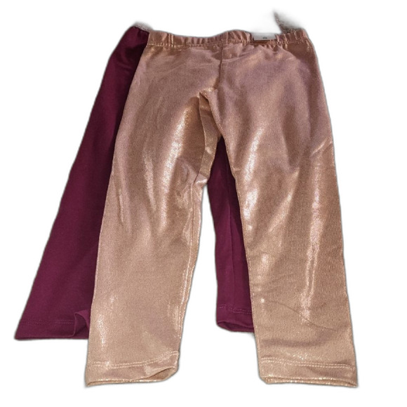 Girls Leggings, 2-Pack Pink and Rose Gold Leggings Size 6 - Picture 6 of 6